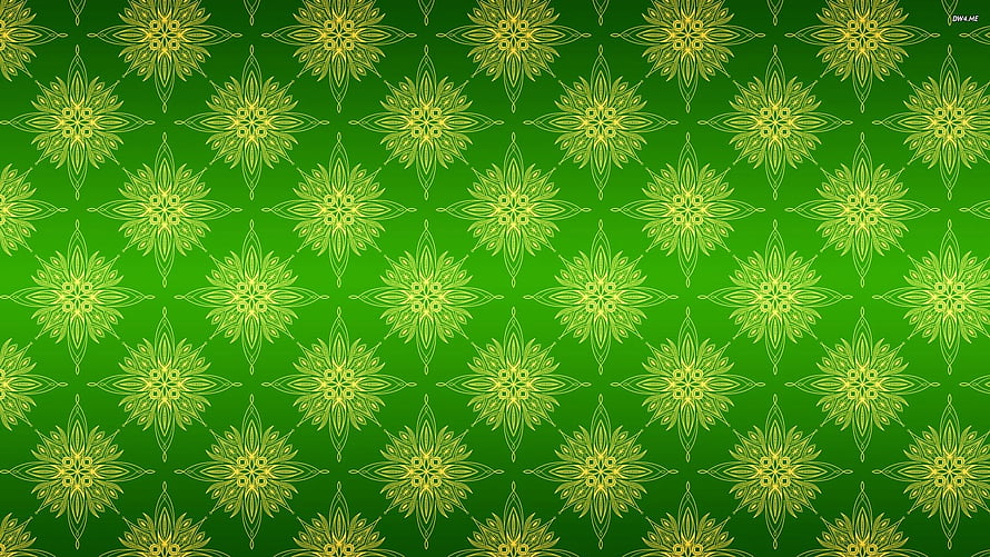 Green and Gold Floral Mandala Pattern with Intricate Geometric Line Art Design HD wallpaper