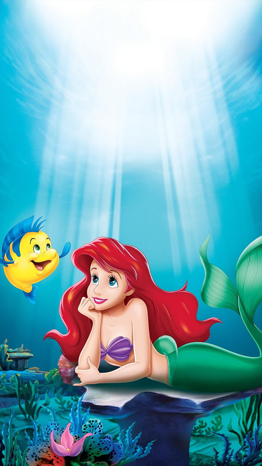 Ariel and Flounder Underwater Scene from The Little Mermaid Classic Disney Animation HD phone wallpaper