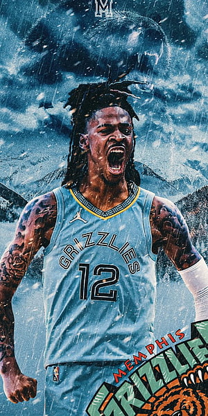 Ja Morant Memphis Grizzlies Intense Action Portrait Wallpaper HD phone wallpaper