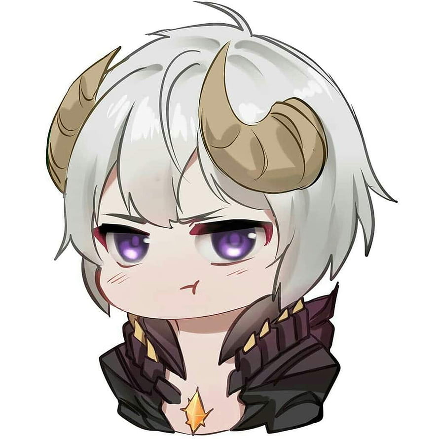 Chibi Dyrroth from Mobile Legends with White Hair and Horns HD phone wallpaper