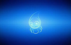 Glowing Castform Line Art on a Radiant Blue Gradient Background HD wallpaper
