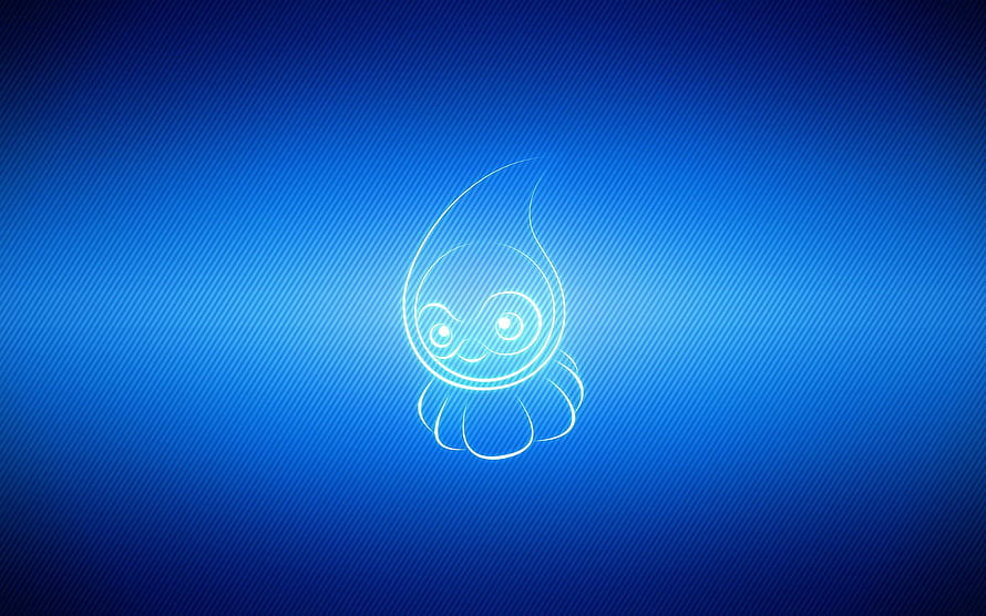 Glowing Castform Line Art on a Radiant Blue Gradient Background HD wallpaper