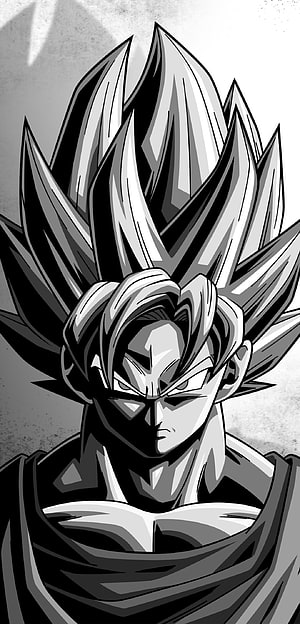 Goku Super Saiyan Black and White Manga Style Portrait HD phone wallpaper
