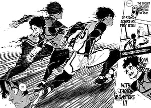 Blue Lock Manga Panel: Isagi Sprinting on the Soccer Field HD wallpaper