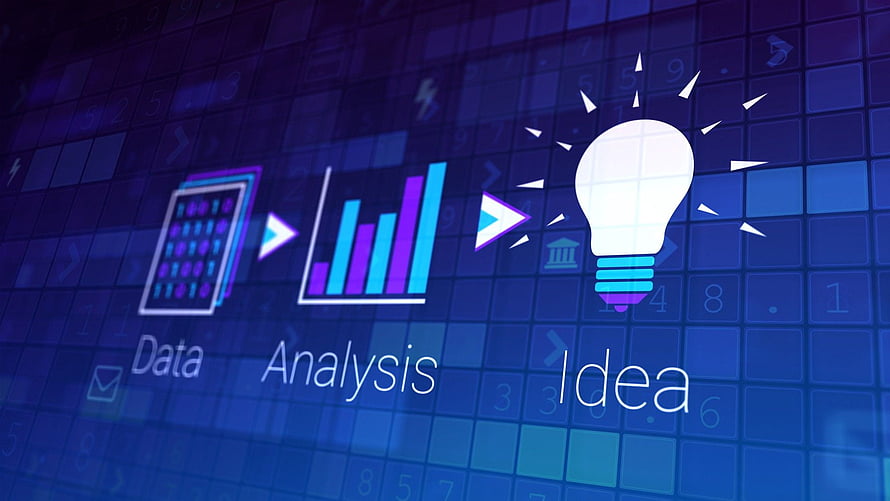 Data Analysis to Idea Concept with Bar Chart and Lightbulb on Digital Grid HD wallpaper
