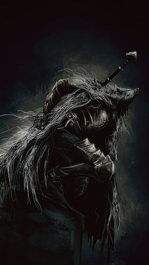Elden Ring Wolf Knight Warrior in Dark Fantasy Armor with Hammer Weapon HD phone wallpaper