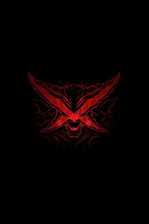 Path of Exile Dark Red Demon Mask Artwork on Black Background HD phone wallpaper