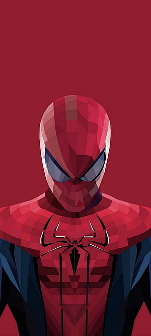 Spider-Man Low Poly Geometric Portrait in Red and Blue Suit HD phone wallpaper