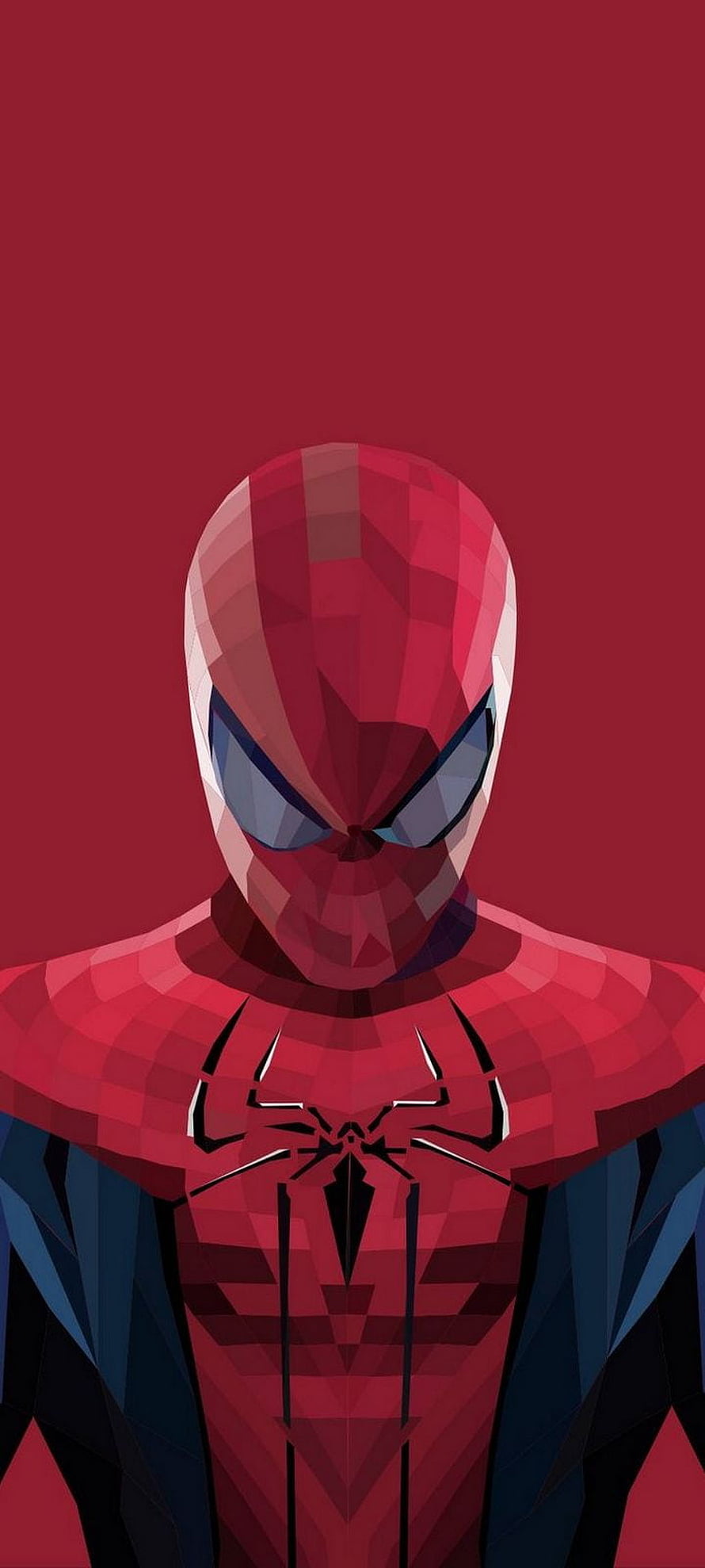 Spider-Man Low Poly Geometric Portrait in Red and Blue Suit HD phone wallpaper