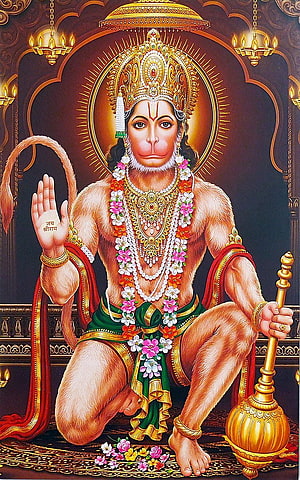 Lord Hanuman Seated in Devotion with Gada and Sacred Garland, Ram Bhakt Hanuman. Lord hanuman , Hanuman, Hanuman Ji HD phone wallpaper