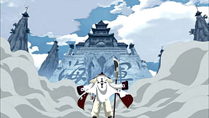 Whitebeard Standing Before Marineford Castle in One Piece Anime HD wallpaper