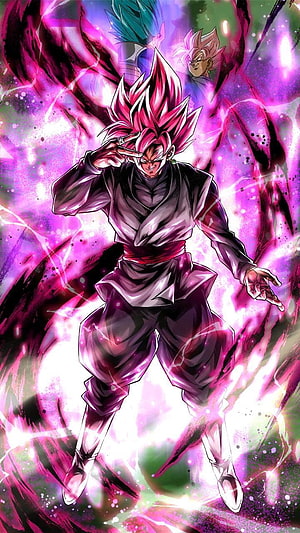 Goku Black Anime Character in Magenta Aura with Dragon Ball Z Style HD phone wallpaper