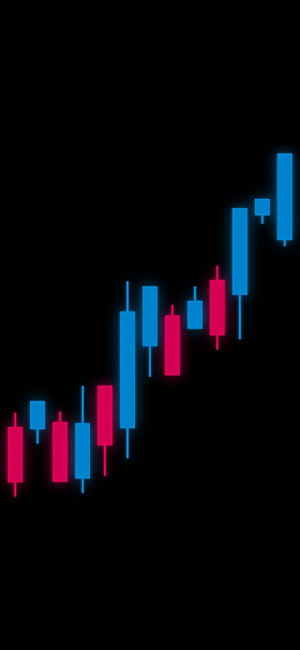 Neon Candlestick Chart on Black Background with Rising Market Trend HD phone wallpaper