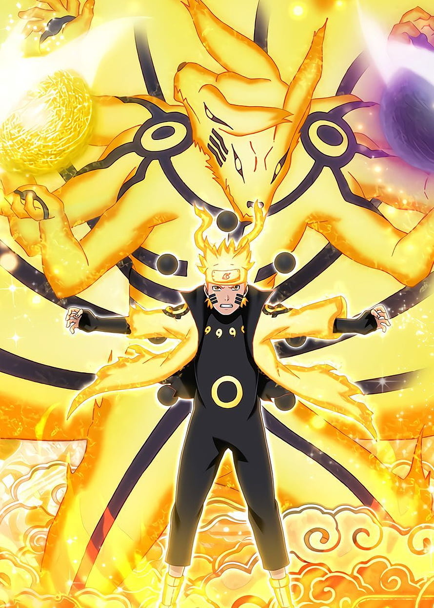 Naruto Uzumaki in Sage Mode with Kurama Avatar from Naruto Shippuden HD phone wallpaper