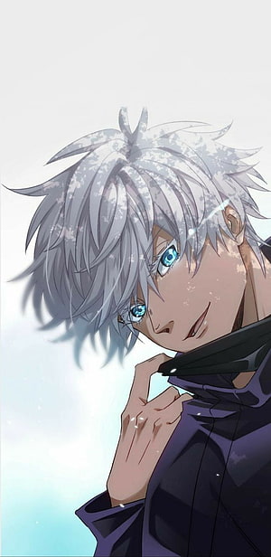Gojo Satoru Anime Portrait With Silver Hair And Blue Eyes HD phone wallpaper