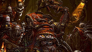 Warhammer 40k Adeptus Mechanicus Tech-Priests in Dark Industrial Forge HD wallpaper