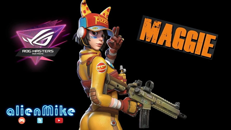 Maggie Character Art in Pizza Hat and Yellow Suit Holding Assault Rifle HD wallpaper