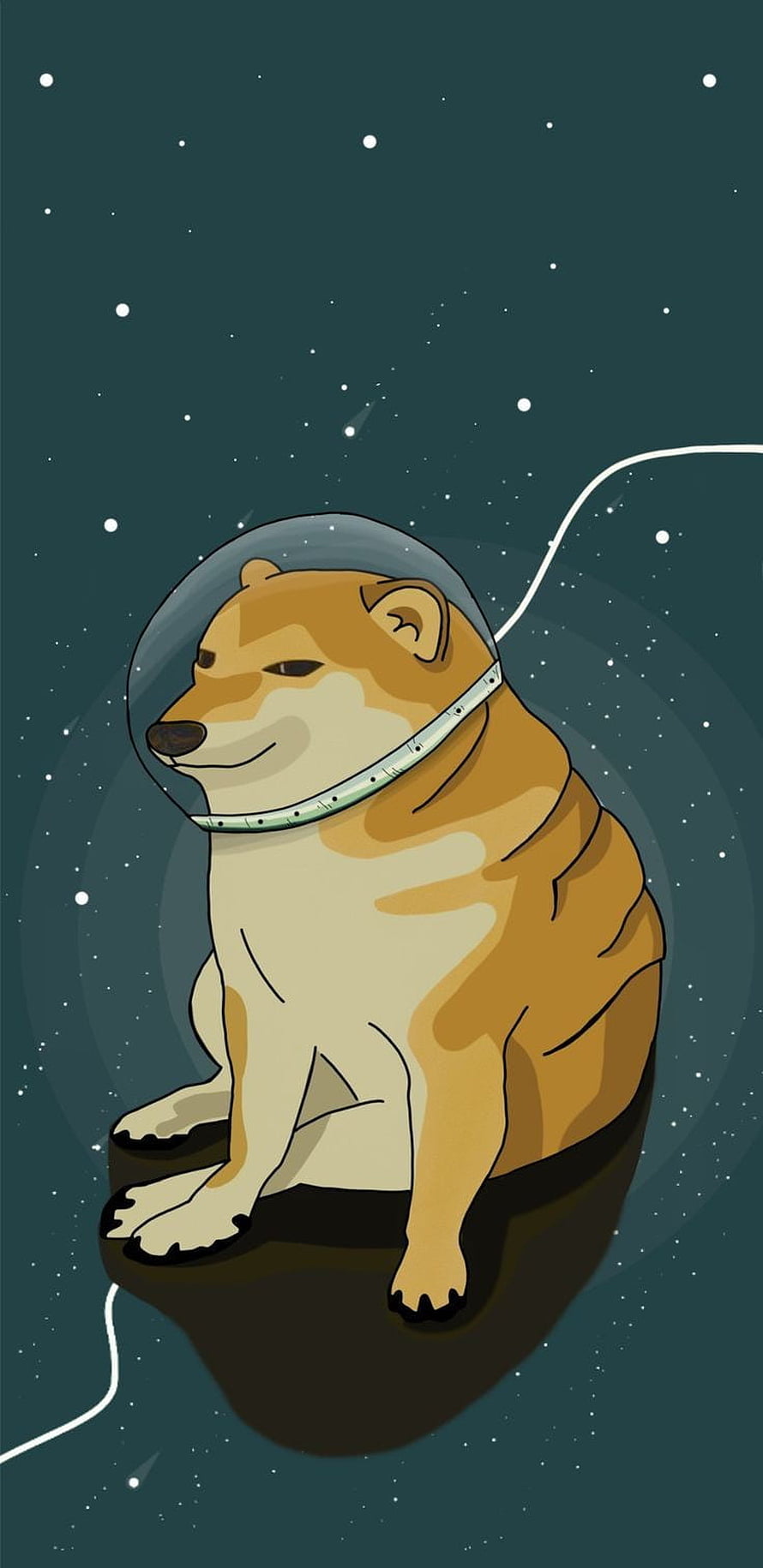 Cheems the Shiba Inu in an Astronaut Helmet Floating in Deep Space HD phone wallpaper