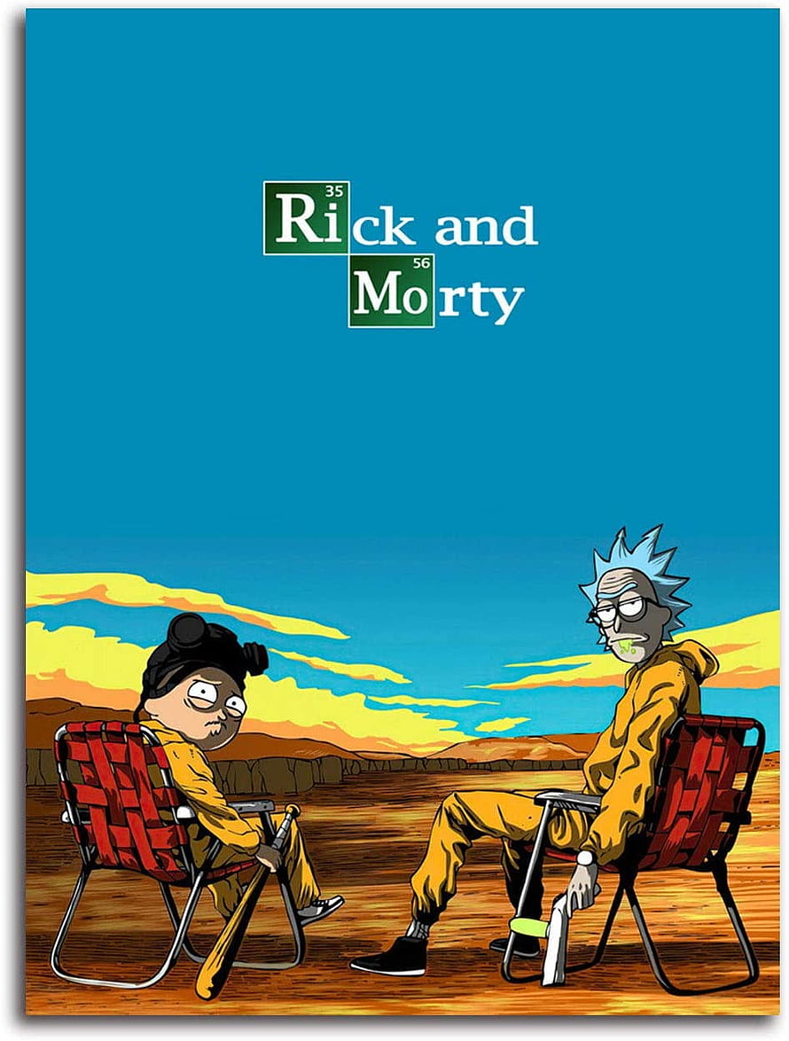 Rick and Morty Breaking Bad Crossover Artwork with Rick Sanchez and Morty Smith in Lab Coats HD phone wallpaper