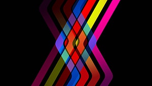 Vibrant Geometric Ribbon Intersections on Black Background HD wallpaper