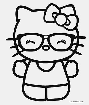 Nerd Hello Kitty Coloring Page with Glasses and Bow HD phone wallpaper