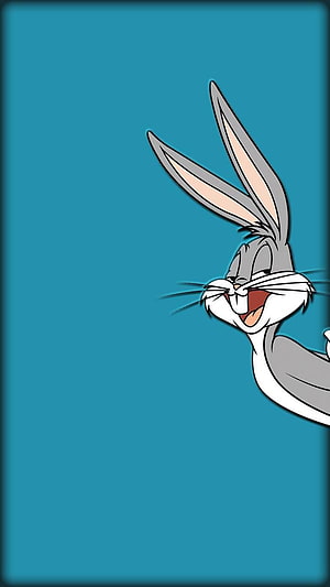 Bugs Bunny Smiling Cartoon Character on Teal Background HD phone wallpaper