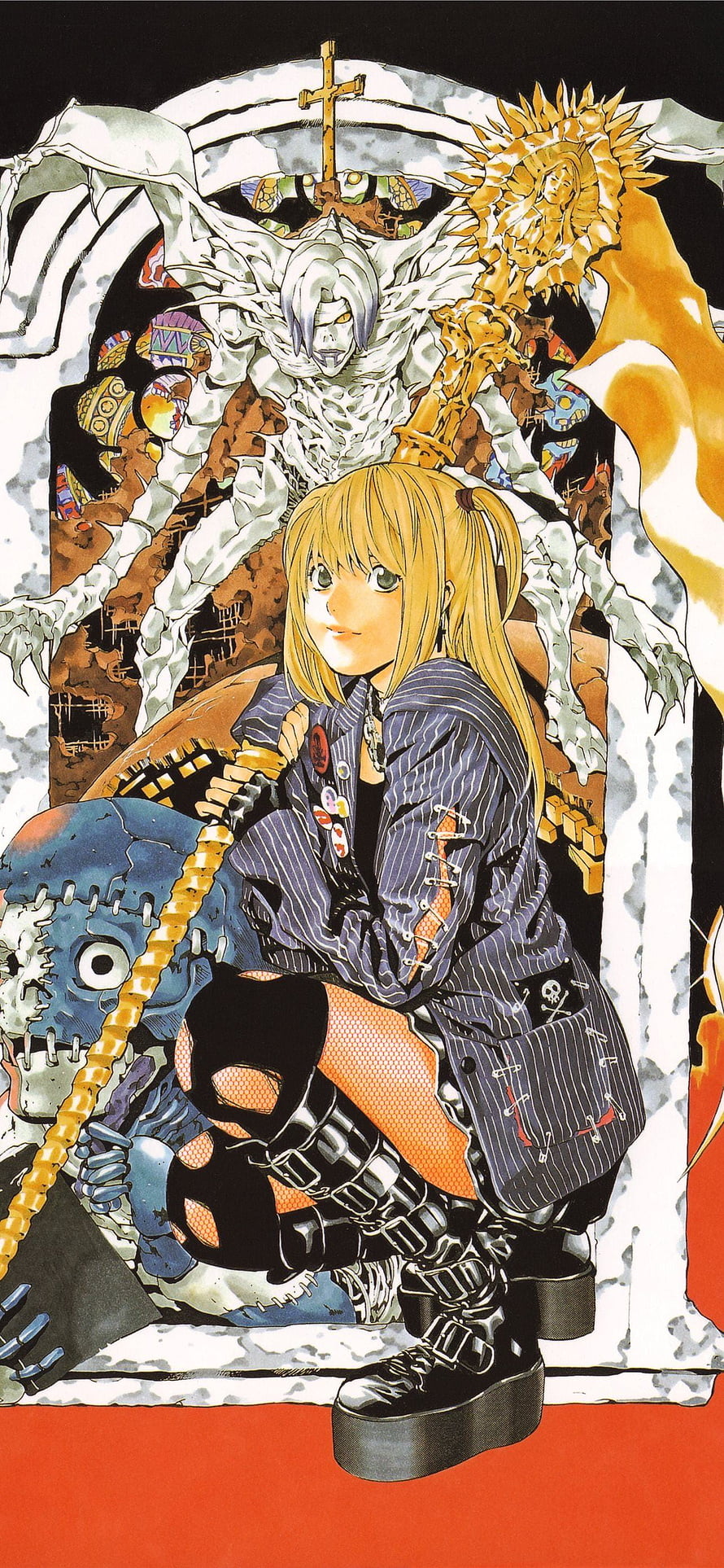 Death Note Anime Illustration of Misa Amane and Ryuk in a Dark Manga Style HD phone wallpaper