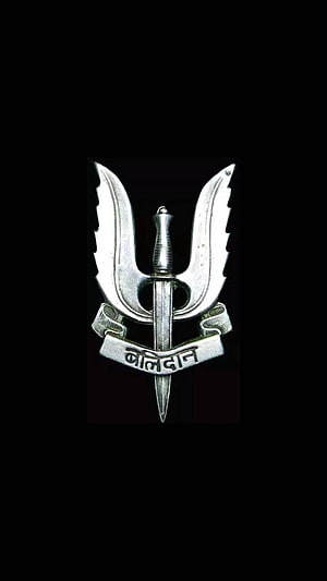 Balidan Military Emblem Featuring Crossed Blades and Dagger on Black Background HD phone wallpaper