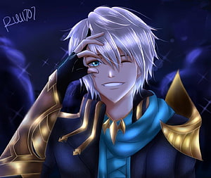 Gusion from Mobile Legends in ornate gold armor with silver hair and a confident smirk HD wallpaper