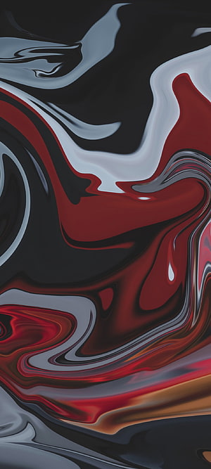 Abstract Liquid Metal Art with Flowing Red, Black, and Silver Waves HD phone wallpaper