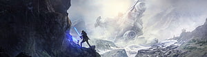 Star Wars Jedi Fallen Order cinematic scene with lightsaber and crashed starship in snowy mountains HD wallpaper