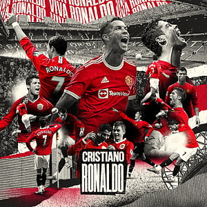 Cristiano Ronaldo Manchester United Red Kit Celebration Collage HD phone wallpaper