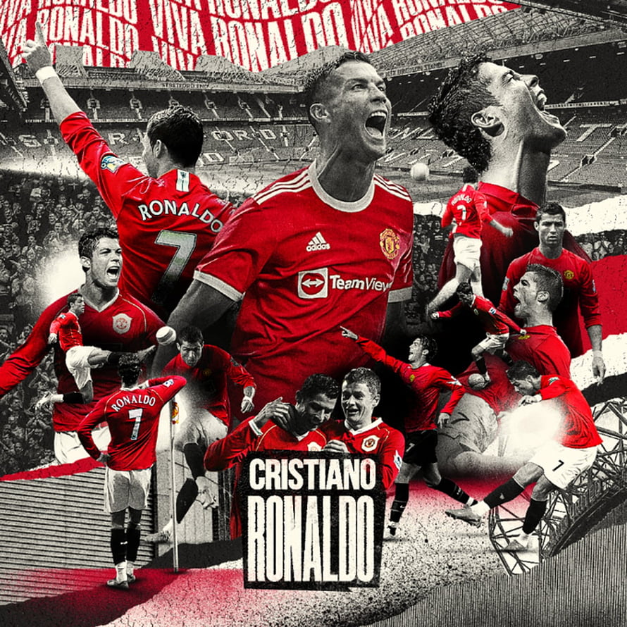 Cristiano Ronaldo Manchester United Red Kit Celebration Collage HD phone wallpaper