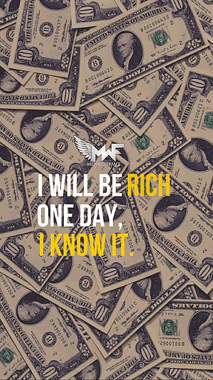 Men With Fame Motivational Quote on Scattered Ten Dollar Bills Background HD phone wallpaper