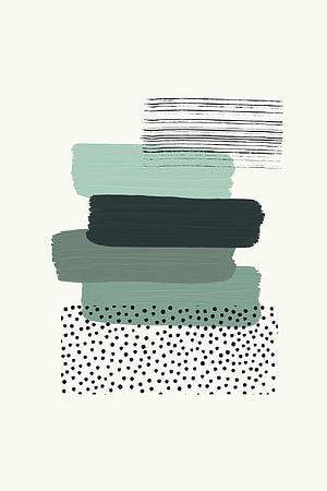 Minimalist Abstract Green Brush Strokes and Black Dot Pattern Wall Art HD phone wallpaper