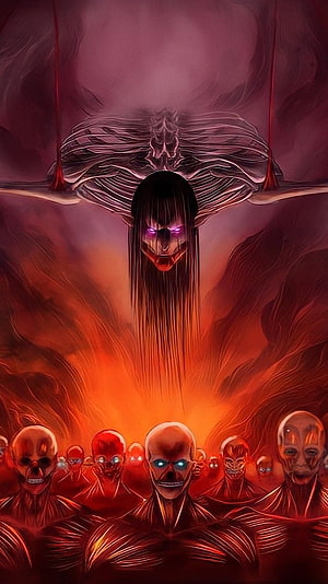 Founding Titan and the Nine Titans in a Dark Fantasy Illustration HD phone wallpaper