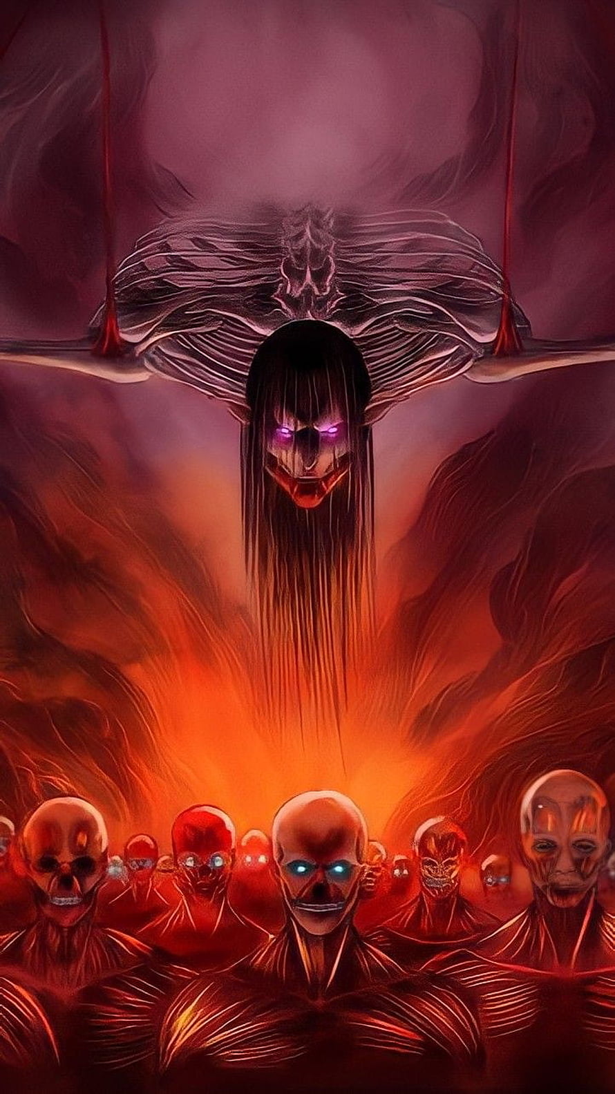 Founding Titan and the Nine Titans in a Dark Fantasy Illustration HD phone wallpaper