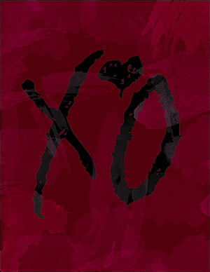 The Weeknd XO Album Artwork with Distressed Typography on Deep Crimson Background HD phone wallpaper