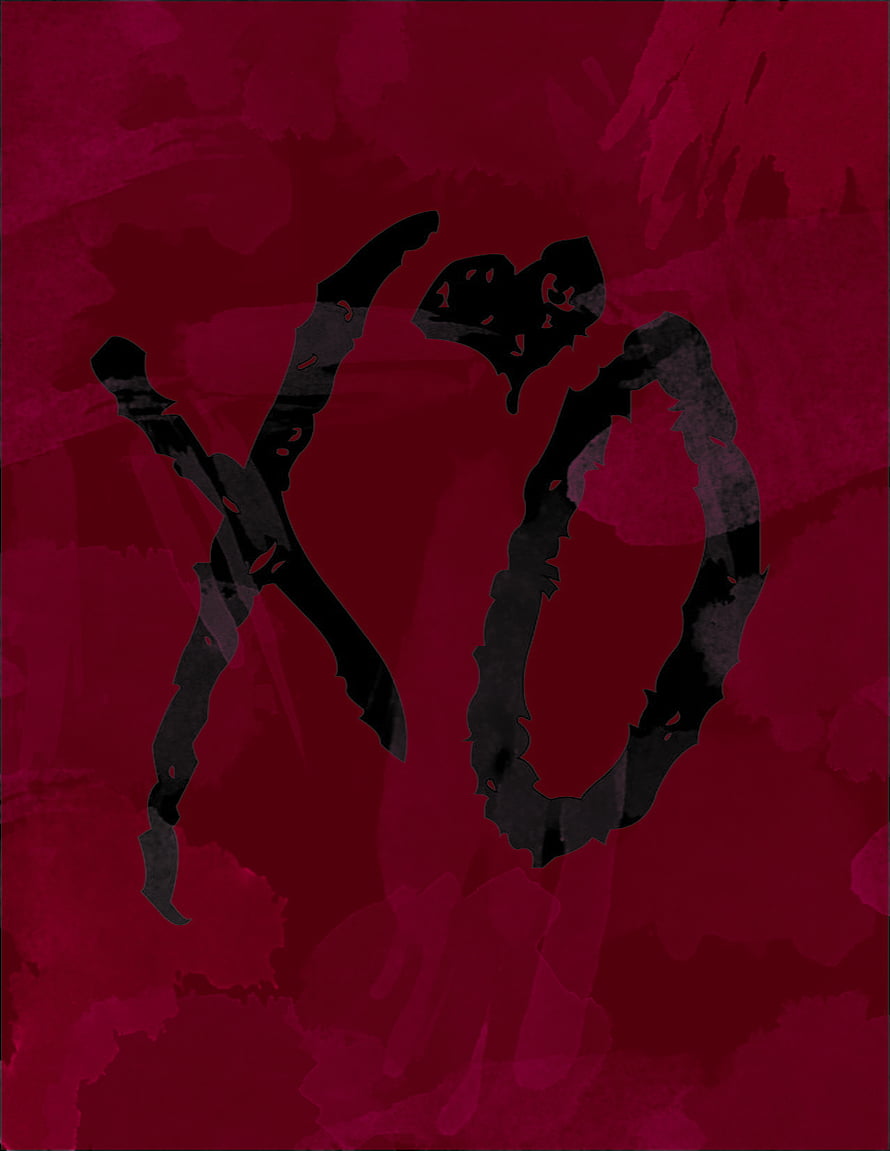 The Weeknd XO Album Artwork with Distressed Typography on Deep Crimson Background HD phone wallpaper
