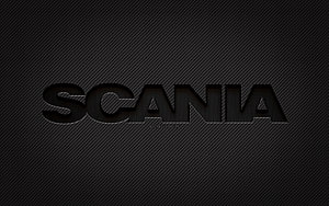 Scania Carbon Fiber Logo on Dark Textured Background HD wallpaper