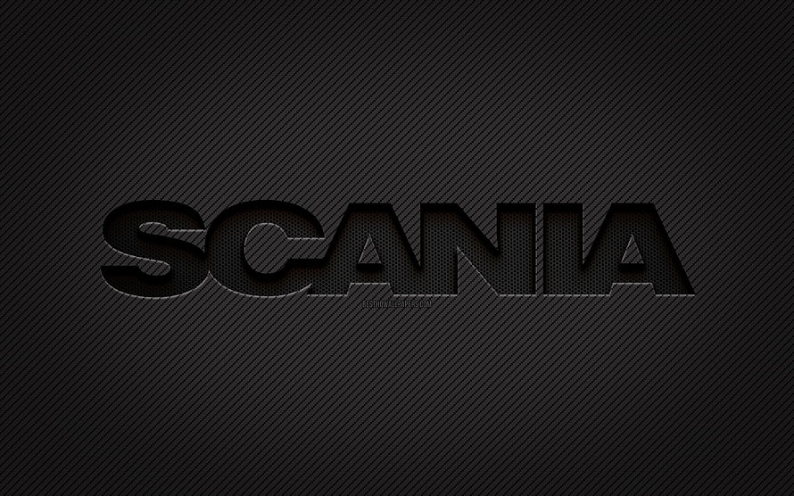 Scania Carbon Fiber Logo on Dark Textured Background HD wallpaper