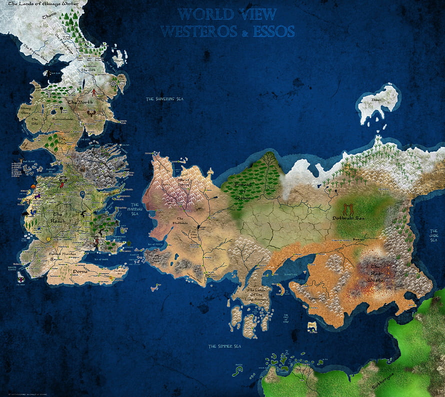 Game of Thrones World Map of Westeros and Essos Fantasy Landscape HD wallpaper