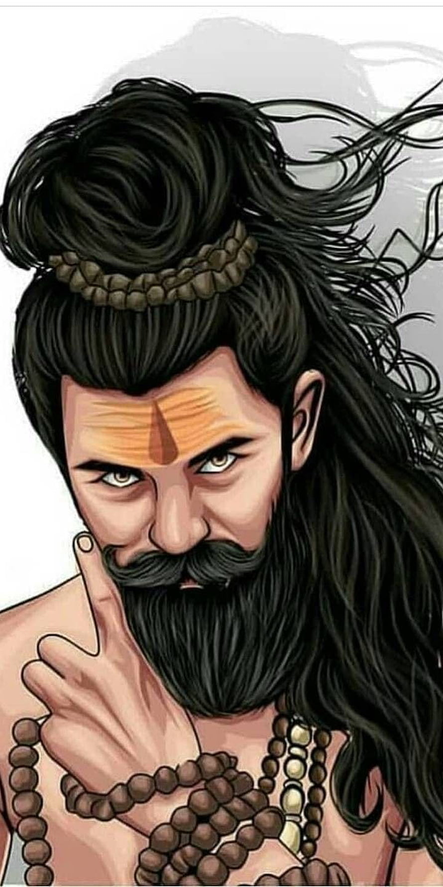 Lord Shiva Mahakal Portrait with Rudraksha Beads and Third Eye Mark HD phone wallpaper