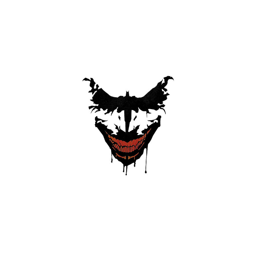 Joker Grin Minimalist Ink Art with Red Smile and Black Drips on White Background HD phone wallpaper