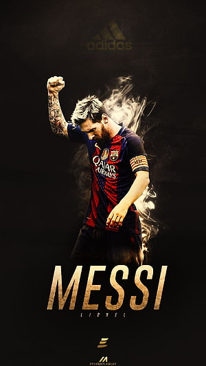 Lionel Messi FC Barcelona Celebration Poster with Dramatic Smoke Effect HD phone wallpaper