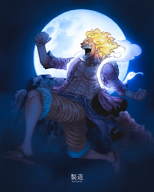 Monkey D. Luffy Gear 5 Transformation Under a Full Moon in One Piece HD phone wallpaper