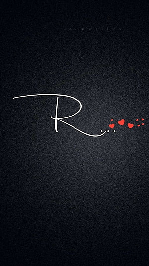 Elegant White Letter R With Red Hearts On Dark Textured Background HD phone wallpaper