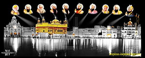 Golden Temple Amritsar with Portraits of the Ten Sikh Gurus HD wallpaper