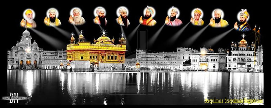 Golden Temple Amritsar with Portraits of the Ten Sikh Gurus HD wallpaper