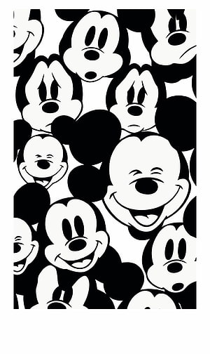 Mickey Mouse Black and White Pattern Wallpaper HD phone wallpaper